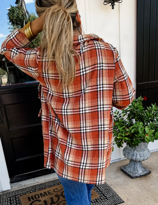 Everyday of Fall Plaid Blazer in Rust
