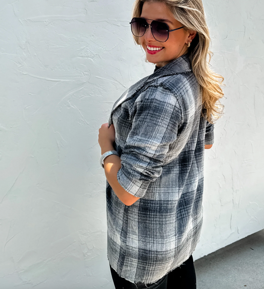 Everyday of Fall Plaid Blazer in Black
