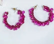 Hot Pink Beaded Hoops