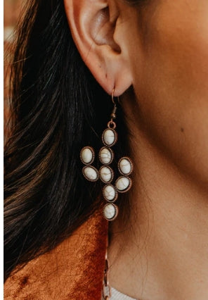 Take A Moment Cactus Drop Earrings Ivory