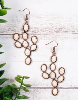 Take A Moment Cactus Drop Earrings Ivory