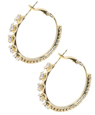 Gold Hoops with Crystals