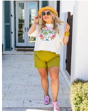 Summer Fields | Green Linen Shorts