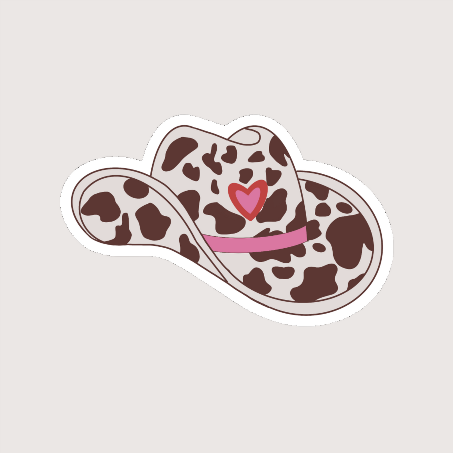 Brown Cow Print Cowboy Hat Sticker