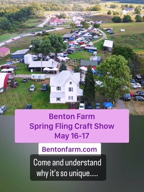 Benton Farm Spring Fling Craft Show May 16-7 bentonfarm.com Come and understand why its so unique... Birdseye view of Benton Family Farm with over 100 vendor tents creating the Spring show 