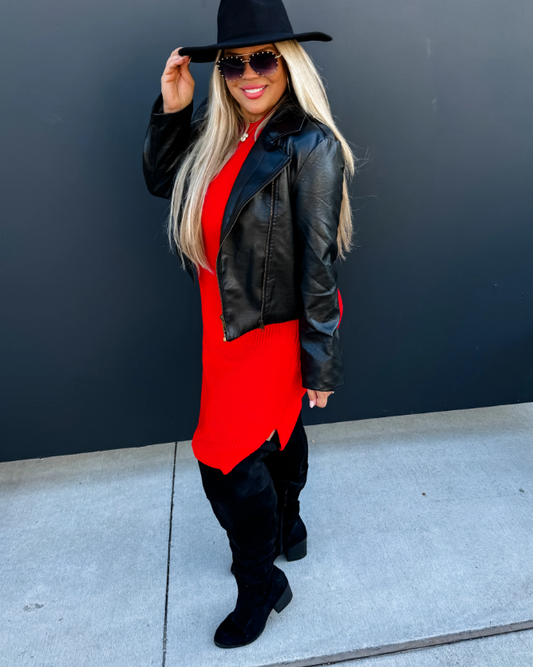 Pretty Heart Red Sweater Dress