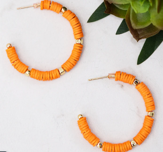 All Summer Long | Beaded Hoop Earrings Orange