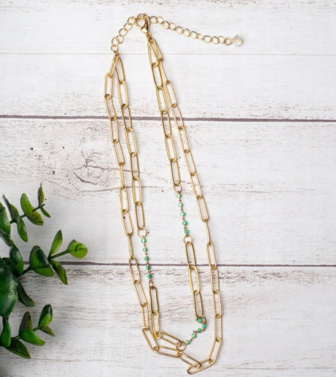 Don't Call Me Honey | Turquoise Bead Chain Link Necklace