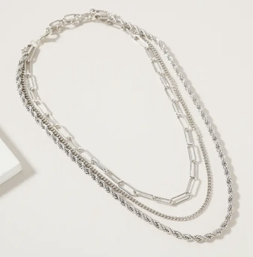 Layered Rope Chain Necklace | Silver